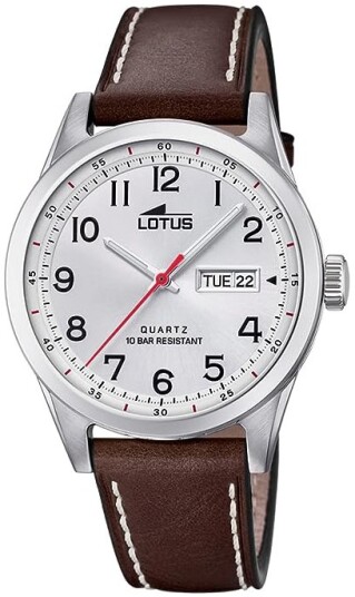 Lotus Herreklokke 18671/1 Classic Sølvfarget/Lær Ø42 mm