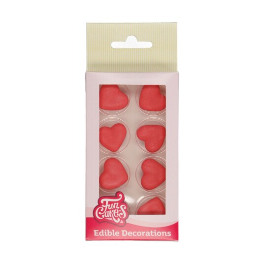 Funcakes Spiselig Kakepynt Røde Hjerter Pk/8 Funcakes Spiselig Kakepynt Røde Hjerter Pk/8
