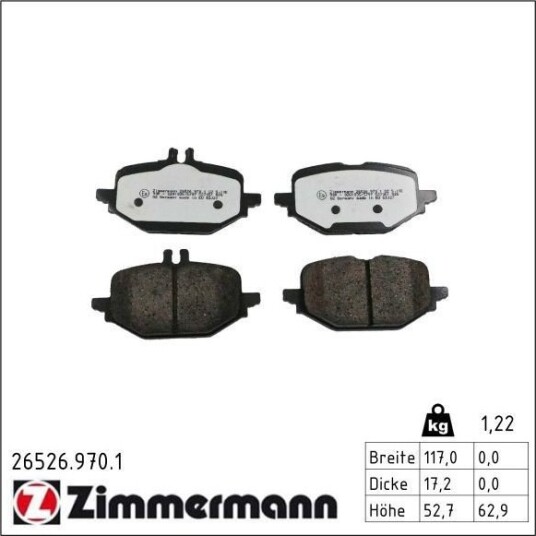 ZIMMERMANN 26526.970.1 Bremseklosser