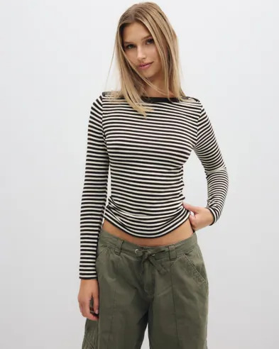 Pieces Brun Pcsof Ls Boatneck Top Jrs Dm