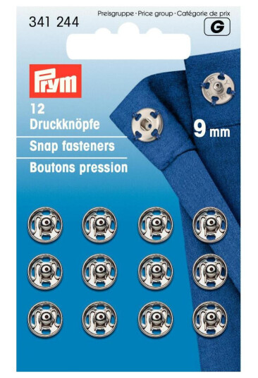 Trykknapper til å sy på 12 stk x 9 mm sølv Trykknapper til å sy på 12 stk x 9 mm sølv