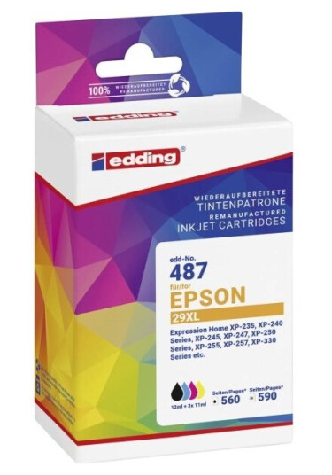 Edding Blæk Erstatter Epson T2996 T2991 T2992 T2993 T2994 29Xl Kompatibel Kombi-Pakke Sort Cyan Magenta Gul Edd-487 18-487-01