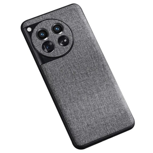 INCOVER OnePlus 12 Stoffdekket Plastdeksel - Grå