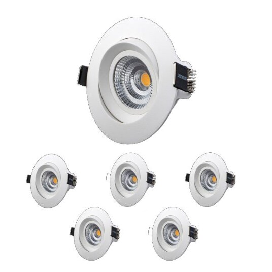 Designlight M-Penny Downlight 7 W vinklingsbar 6-pakning 3000 K 540 lm Belysning