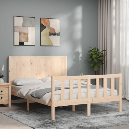 vidaXL Sengeramme med hodegavl 140x200 cm heltre 8720845977917
