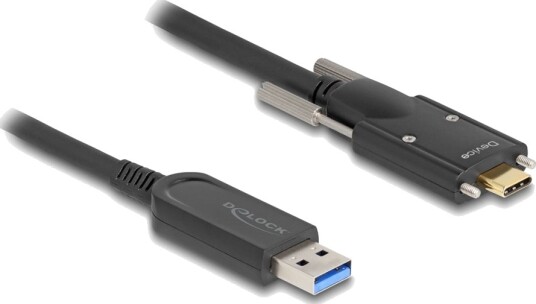 Delock Usb-Kabel Usb-Type A Hann Til 24 Pin Usb-C Hann Skrubar Usb 2.0 5 M Active Optical Cable Aoc Usb 3.2 Gen 2 Up To 10 Gbps Svart