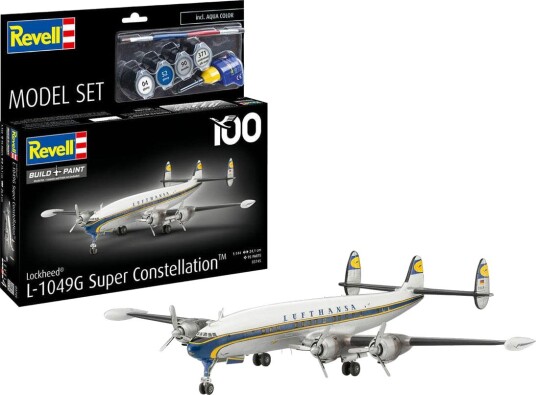Revell Lockheed L.1049G Super Constellation Lufthansa Modellfly Byggesett 1:144 95 Deler