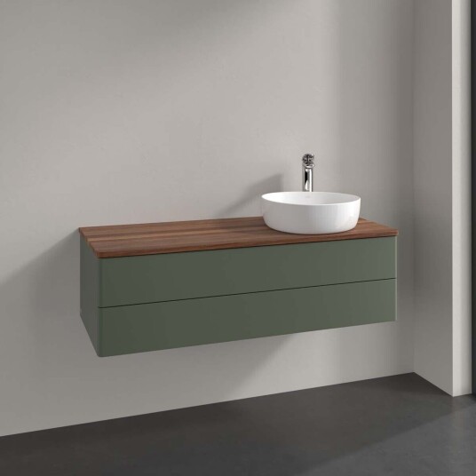 Villeroy & Boch  Antao Servantskap med 2 skuffer 120x50x36 cm m/lys Grønn Matt/Valnøtt