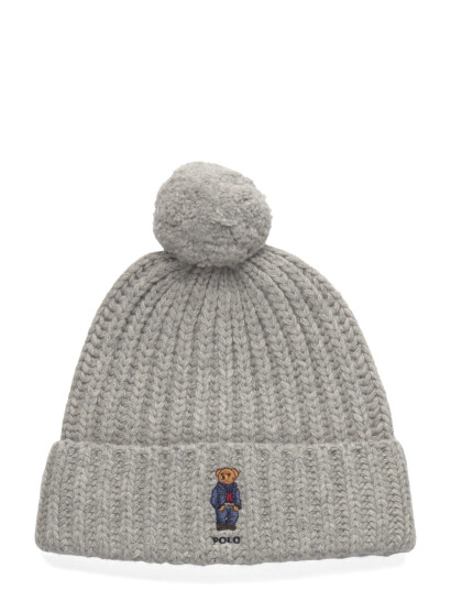 Polo Ralph Lauren Polo Bear Wool-Blend Pom-Pom Beanie - Grey - ONE SIZE