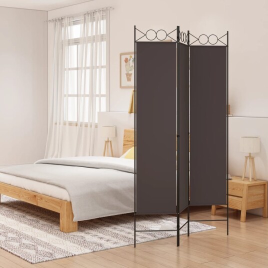 vidaXL Romdeler 3 paneler brun 120x200 cm stoff