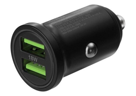Deltaco USB car charger 2x USB-A 18 W fast charg Deltaco USB car charger 2x USB-A 18 W fast charg