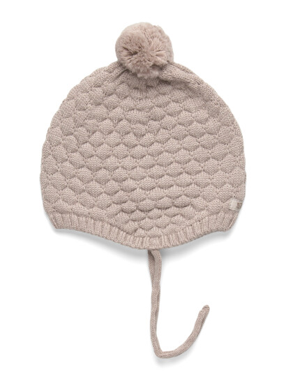 Huttelihut Bonnet Wool Knit Pompom   Brown   86\92