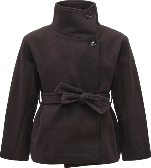 Gina Tricot High Neck Wool Blend Jacket   DARK BROWN (7180)   XL