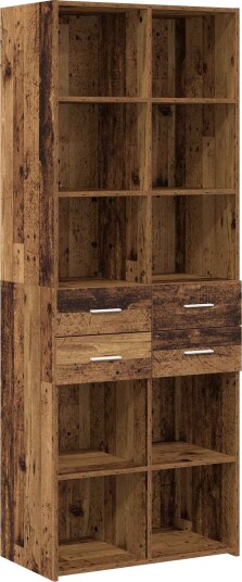 vidaXL Bokhylle Gammelt tre 30 x 42,4 x 185,2 cm