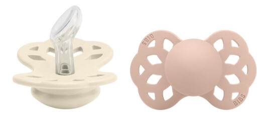 BIBS Pacifier Infinity Anatomical Silicone Ivory/Blush Size 1 2pc
