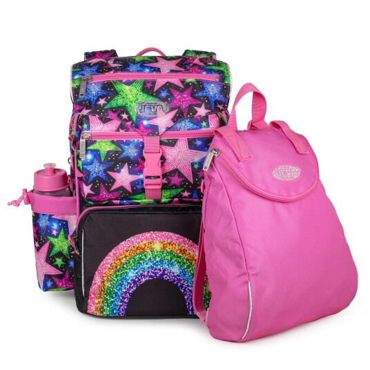 JEVA Schoolbag 16 + 8 L Beginners Rainbow Glitter 313-62 JEVA Schoolbag 16 + 8 L Beginners Rainbow Glitter 313-62