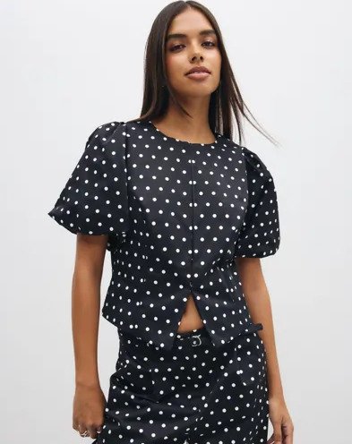 Neo Noir Svart Anela Dot Blouse