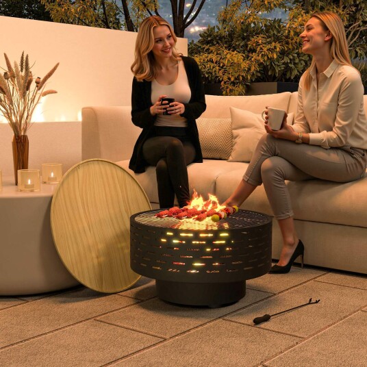 3 i 1 bålskål Ø60 x 39cm laget av rustfritt stål bålpanne med grillrist poker gnistbeskyttelse i trelook bålboller bålkurv for h 3 i 1 bålskål Ø60 x 39cm laget av rustfritt stål bålpanne med grillrist poker gnistbeskyttelse i trelook bålboller bålkurv for h