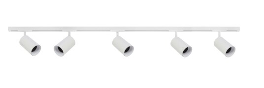 Antidark Designline Tube Pro komplett 1,9 meter spotskinne med 5 spotter GU10 - Hvit