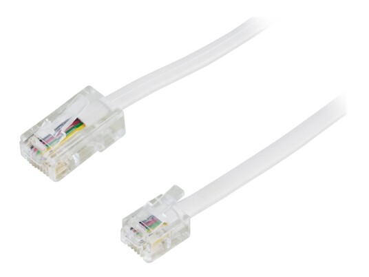 Deltaco 5m Telefonkabel RJ-45 til RJ-11 Hvit