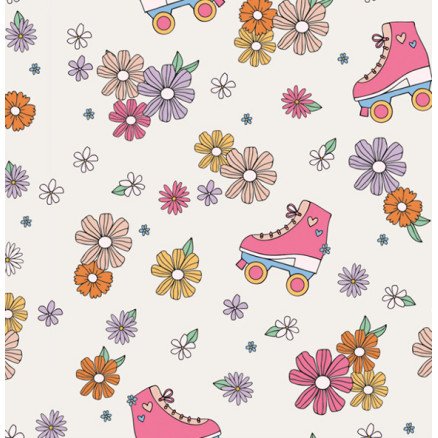 Balsløw Bomullsjersey Print Stoff 150cm 051 Rulleskøyter 50cm