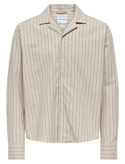ONLY & SONS Onsemilo Casual Linen Ls Shirt 0256 - Beige - S