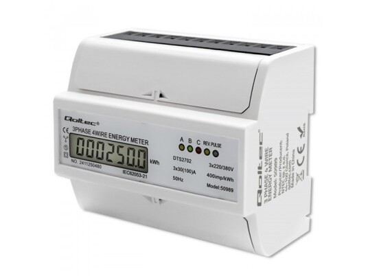 Qoltec 3 Faset Toveis Elektronisk Energimåler DIN Qoltec 3 Faset Toveis Elektronisk Energimåler DIN