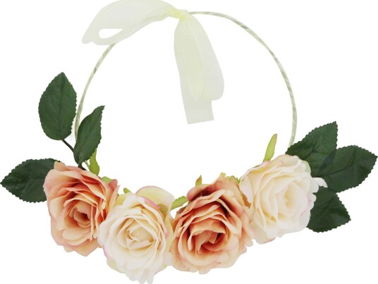 Blomsterkrans Roser Fersken/Hvite - One-size