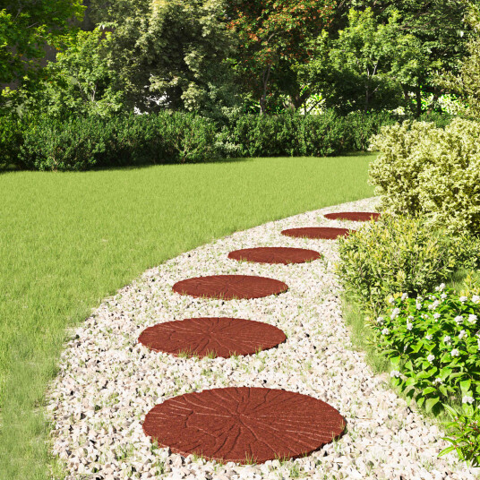 Stepping Stone 6 pcs Rød Ø 45 x 1,8 cm Gummi