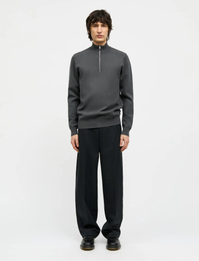 Mads Nørgaard Urban Chase Half Zip Knit - Grey - XL
