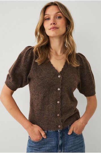 Ellos Collection Kardigan med puffermer Brun