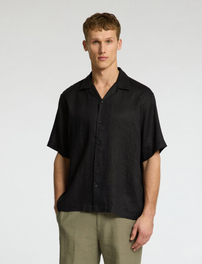Selected Slhrelaxkylian Mix Ss Shirt Resort - Black - S