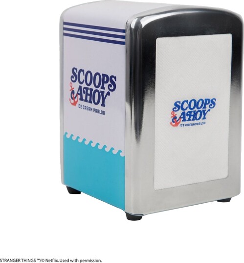 Cinereplicas - Stranger Things - Napkin Dispenser Scoops Ahoy (Blue and White) Cinereplicas - Stranger Things - Napkin Dispenser Scoops Ahoy (Blue and White)