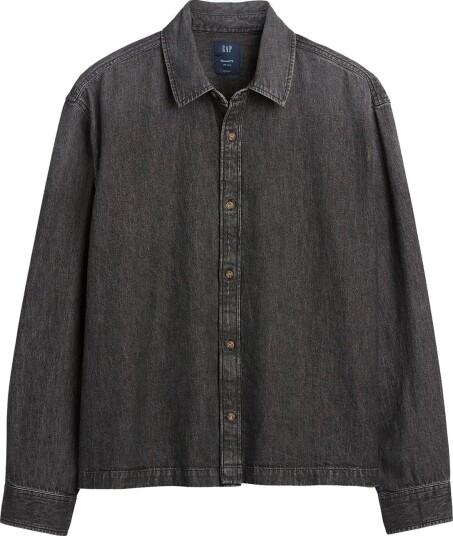 GAP Denim Relaxed Straight Hem Shirt From The Gap Collection WASHED BLACK XXL