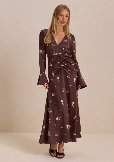 Bubbleroom Occasion Ruched Front Midi Dress
