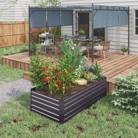 Høybed av stål plantebed kaldramme hagebed blomsterkasse pluggbar plantekasse plantepotte grønnsaksbed 180 x 90 x 60 cm