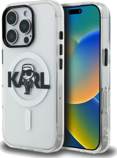 Karl Lagerfeld MagSafe Etui til iPhone 16 Pro Max - Gjennomsiktig med Sketsjlogo Karl Lagerfeld MagSafe Etui til iPhone 16 Pro Max - Gjennomsiktig med Sketsjlogo