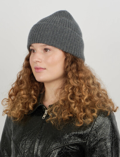 SUI AVA Cashmere Beanie - Grey - ONE SIZE
