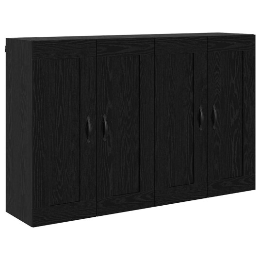 Vegghengt skap 2 pcs Svart Eik 69,5 x 34 x 90 cm Konstruert tre