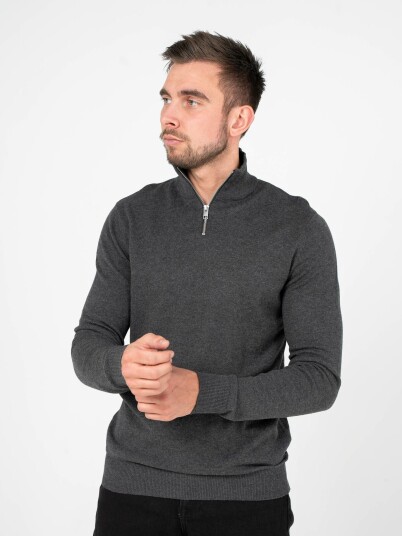 Jack and Jones Emil Knit Half Zip Grå S
