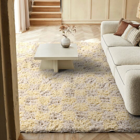 Ryetepper Methoni Check Cotton Shaggy kermanvärinen/lysegul Størrelse: 80 x 150 cm Ryetepper Methoni Check Cotton Shaggy kermanvärinen/lysegul Størrelse: 80 x 150 cm