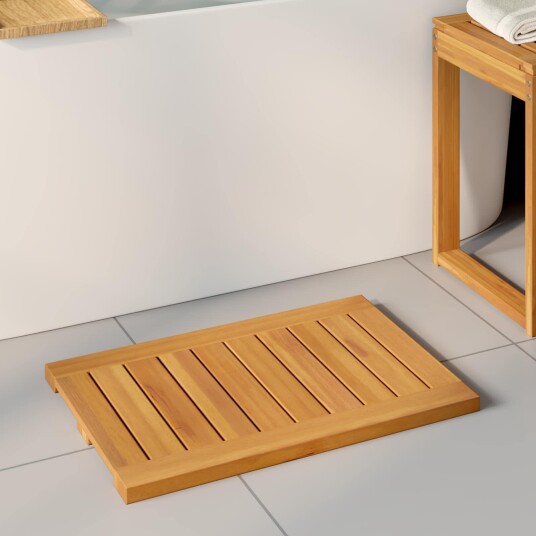 vidaXL Badematte Ensfarget Brun 60 x 40 cm Solid akasietre
