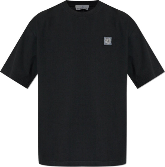 Stone Island Combed Organic Cotton T Shirt Black Stone Island Combed Organic Cotton T Shirt Black
