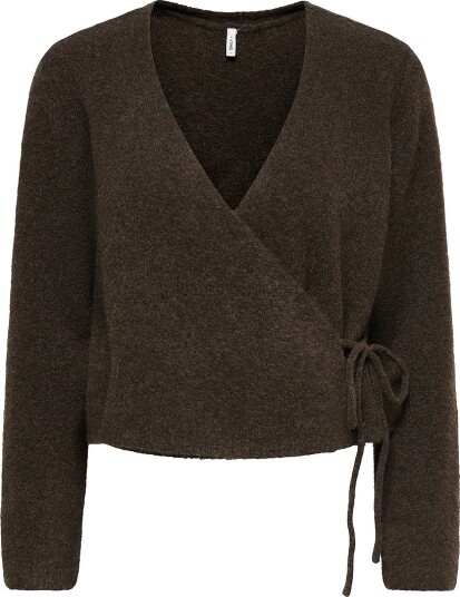 Only Kardigan Onlliva Ls V Neck Wrap Knt Brun