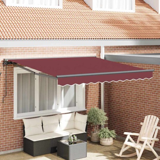 Innvendbar Markise Burgunder Rød 300x250 cm Polyester og Metall