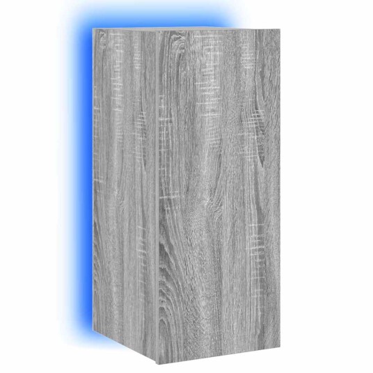 vidaXL Vegghengt TV-benk med LED-lys grå sonoma 30,5x35x70 cm 8721012258266