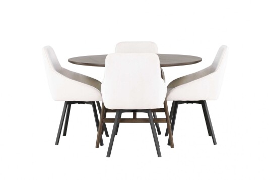 Venture Design Kaseindon & Rosie spisegruppe Beige/mørkebrun 4 stoler & bord 100 cm