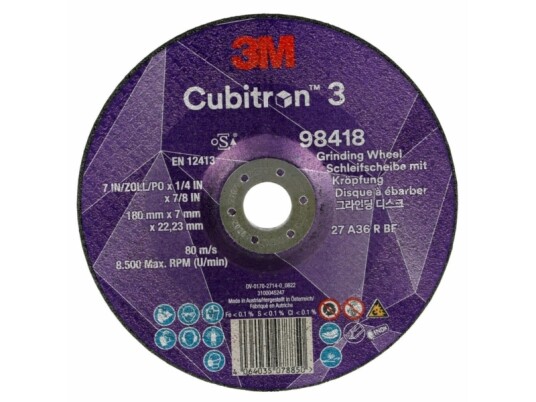 3M 98418, Metallkuttende Skive, Metall, Ceramic Fibre, 8500 Rpm, Rund, 2,22 Cm