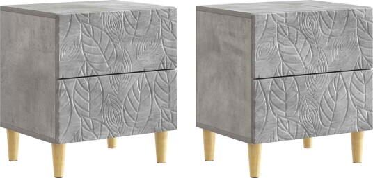  Nattbord 2 pcs Betonggrå 43 x 34,5 x 48 cm Konstruert tre