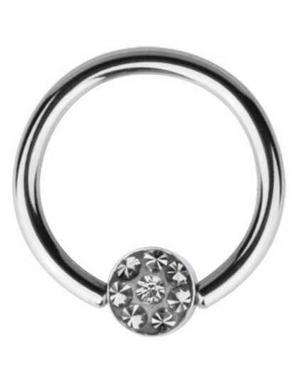 BCR Piercing with Sprakling Grey Stone Strl 1.6 x 12 mm med 4 mm kule